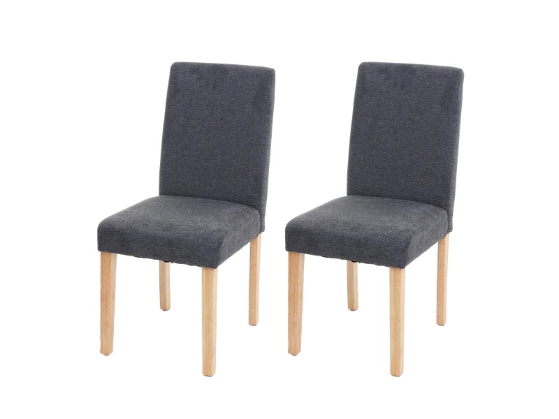 MCW Esszimmerstuhl Littau 2er-Set Textil Anthrazitgrau Helle Beine