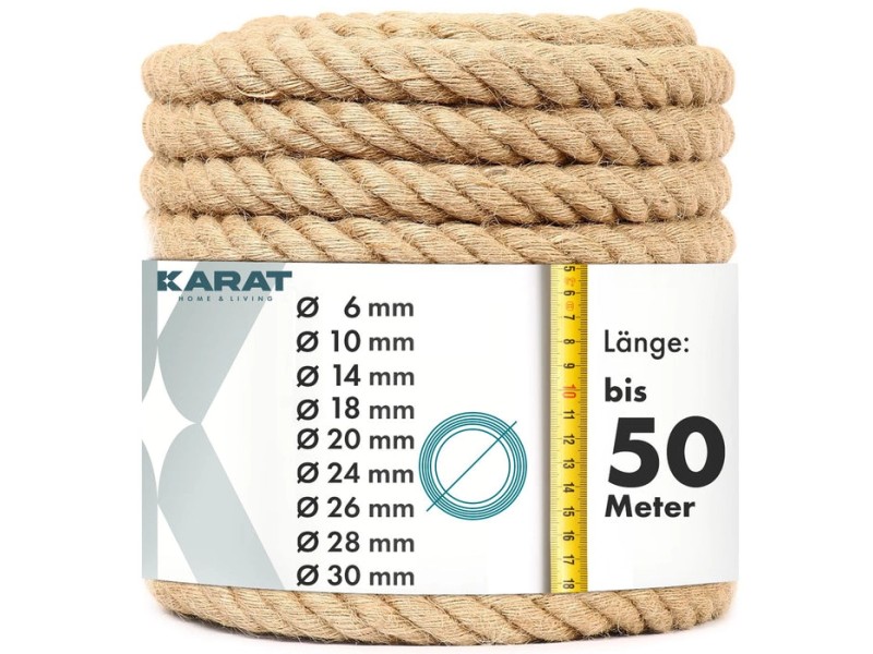 Karat Juteseil Ø 28 mm Kletterseil Extra Stark Universell Einsetzbar Länge 15 Meter