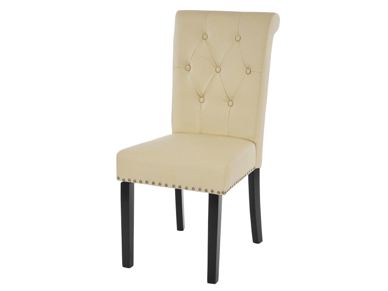 MCW Esszimmerstuhl Chesterfield Il 2er-Set Kunstleder Creme Dunkle Beine