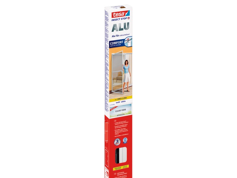 Tesa Fliegengitter Alu Rahmen Comfort Tür Weiß 220 cm x 100 cm