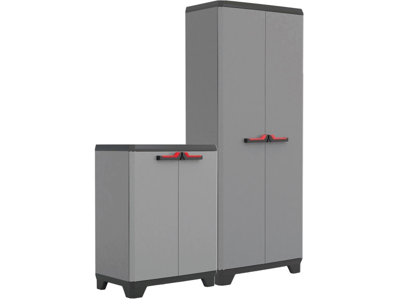 Keter Kunststoffschrank-Set Stilo Hoch und Niedrig Grau-Schwarz
