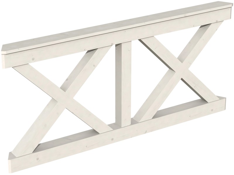 Skan Holz Brüstung Andreaskreuz 180 x 84 cm Fichte Weiß