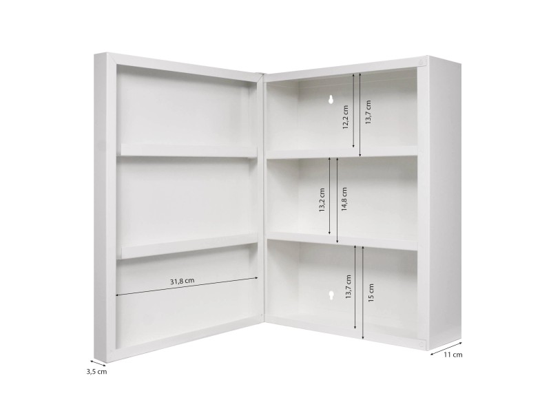 Banjado XXL Medizinschrank Abschliessbar 35x46x15cm Arzneischrank Weiß Aus Metall Front Mit Motiv Clouds