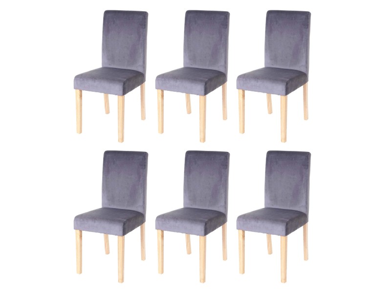 MCW Esszimmerstuhl Littau Samt 6er-Set Grau Helle Beine