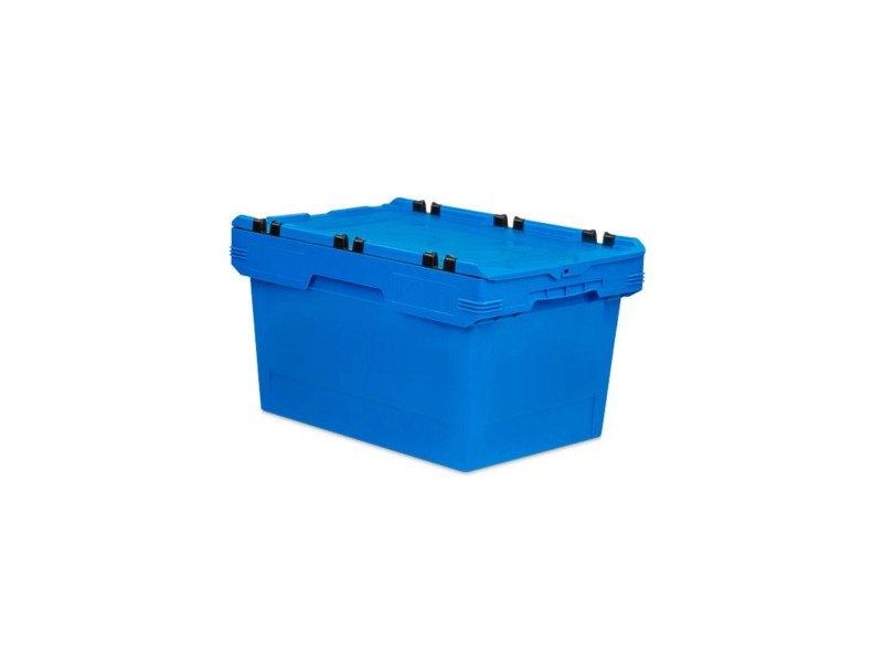 PROREGAL Conical Mehrweg-Stapelbehälter mit Krokodildeckel Blau HxBxT 34,9 x 41 x 61cm 58 Liter Lagerbox  Eurobox  Transportbox  Transportbehälter